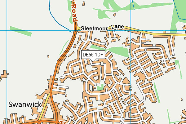 DE55 1DF map - OS VectorMap District (Ordnance Survey)