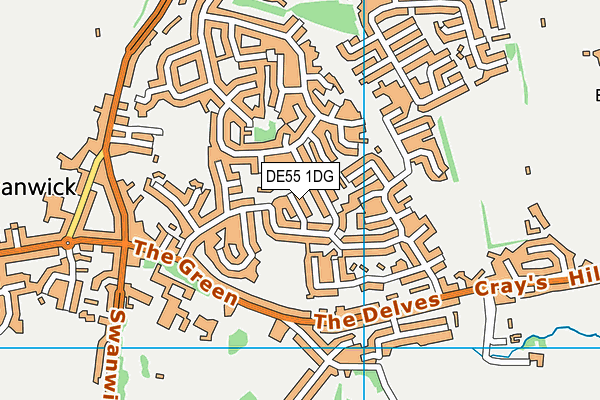 DE55 1DG map - OS VectorMap District (Ordnance Survey)