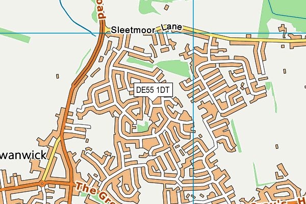 DE55 1DT map - OS VectorMap District (Ordnance Survey)