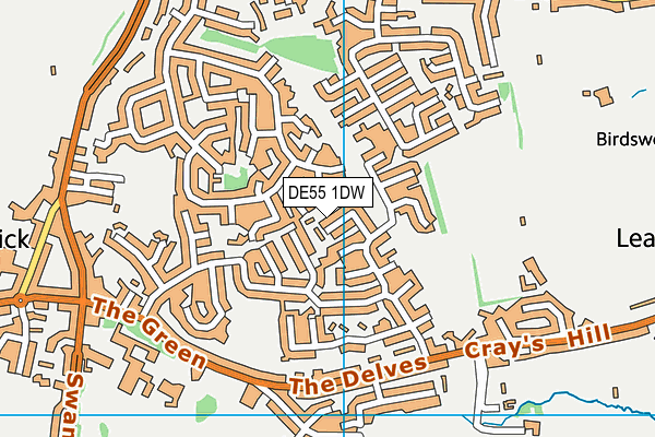DE55 1DW map - OS VectorMap District (Ordnance Survey)