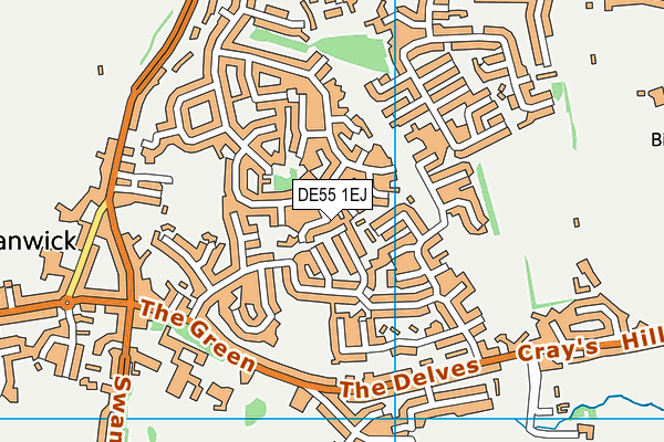 DE55 1EJ map - OS VectorMap District (Ordnance Survey)