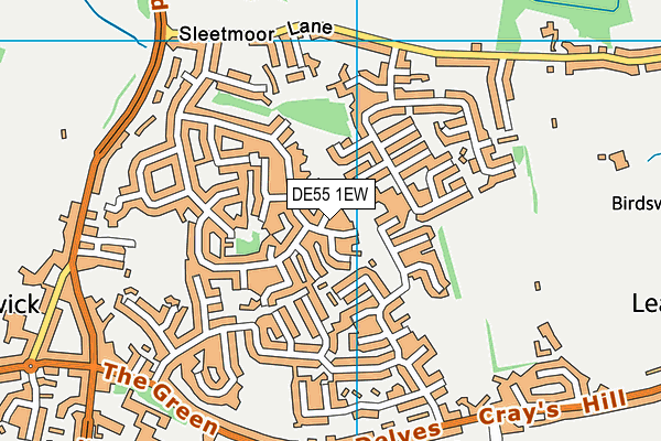 DE55 1EW map - OS VectorMap District (Ordnance Survey)