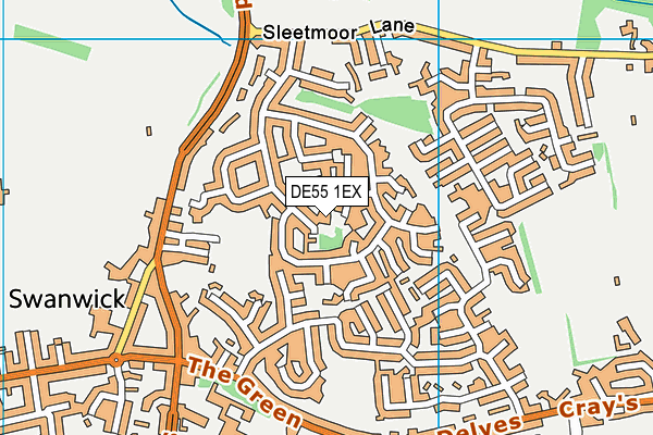 DE55 1EX map - OS VectorMap District (Ordnance Survey)