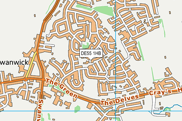 DE55 1HB map - OS VectorMap District (Ordnance Survey)