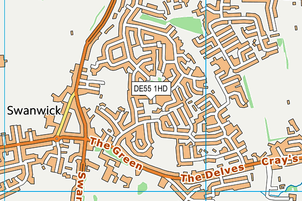 DE55 1HD map - OS VectorMap District (Ordnance Survey)