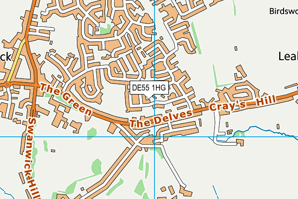 DE55 1HG map - OS VectorMap District (Ordnance Survey)