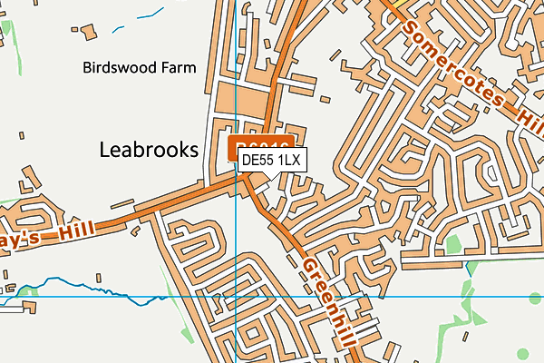 DE55 1LX map - OS VectorMap District (Ordnance Survey)
