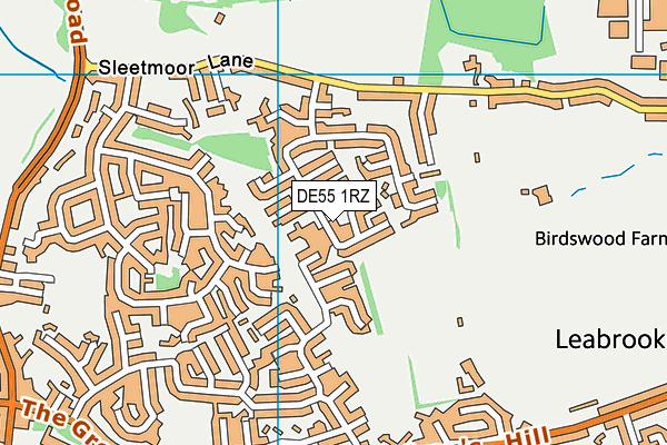 DE55 1RZ map - OS VectorMap District (Ordnance Survey)