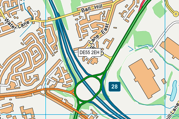 Holiday Inn Leisure Club (M1 Junction 28) map (DE55 2EH) - OS VectorMap District (Ordnance Survey)