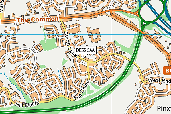 DE55 3AA map - OS VectorMap District (Ordnance Survey)