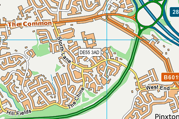 DE55 3AD map - OS VectorMap District (Ordnance Survey)