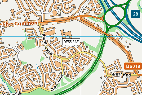 DE55 3AF map - OS VectorMap District (Ordnance Survey)