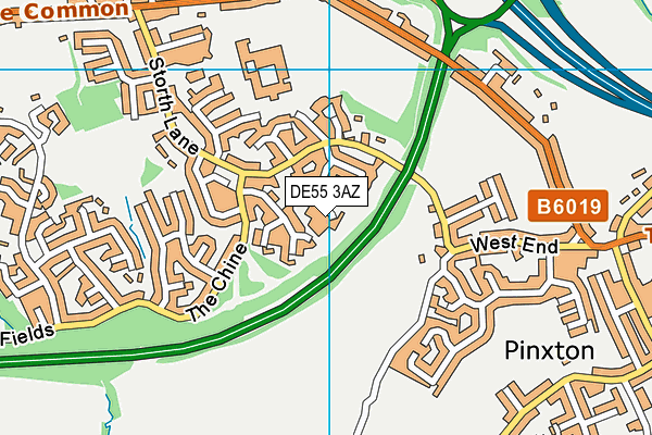 DE55 3AZ map - OS VectorMap District (Ordnance Survey)