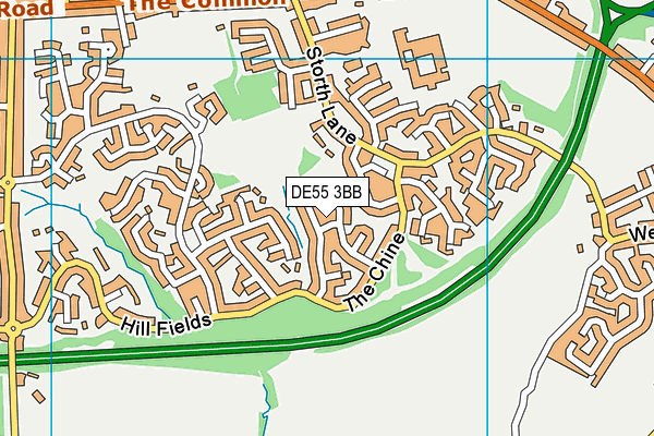 DE55 3BB map - OS VectorMap District (Ordnance Survey)