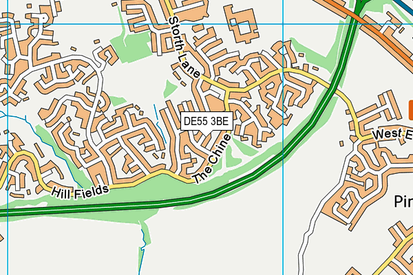 DE55 3BE map - OS VectorMap District (Ordnance Survey)