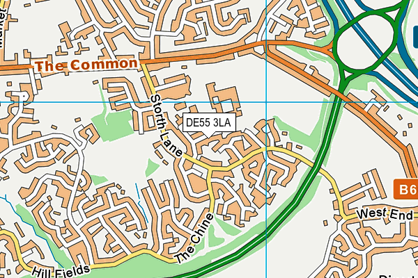 DE55 3LA map - OS VectorMap District (Ordnance Survey)
