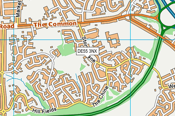 DE55 3NX map - OS VectorMap District (Ordnance Survey)