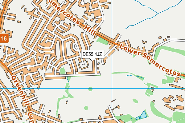 DE55 4JZ map - OS VectorMap District (Ordnance Survey)