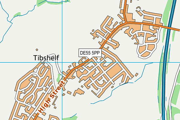 Tibshelf Community School & Specialist Sports College (Closed) map (DE55 5PP) - OS VectorMap District (Ordnance Survey)