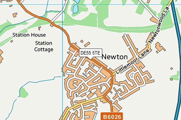 DE55 5TE map - OS VectorMap District (Ordnance Survey)