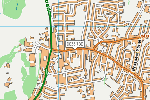 DE55 7BE map - OS VectorMap District (Ordnance Survey)