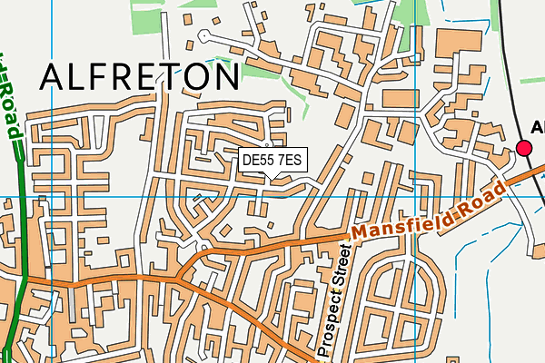 DE55 7ES map - OS VectorMap District (Ordnance Survey)