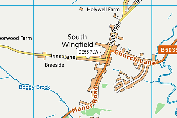 DE55 7LW map - OS VectorMap District (Ordnance Survey)