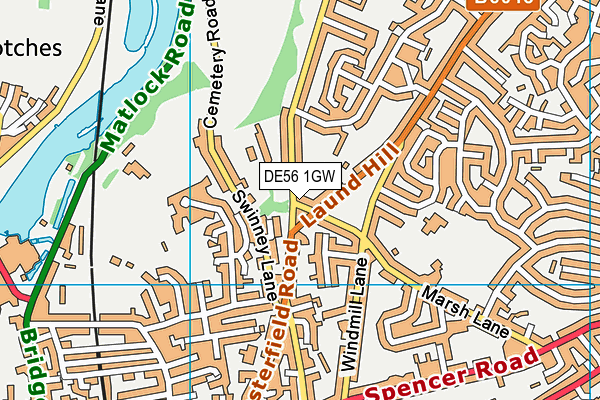 DE56 1GW map - OS VectorMap District (Ordnance Survey)