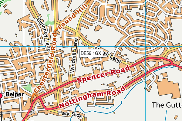 DE56 1GX map - OS VectorMap District (Ordnance Survey)