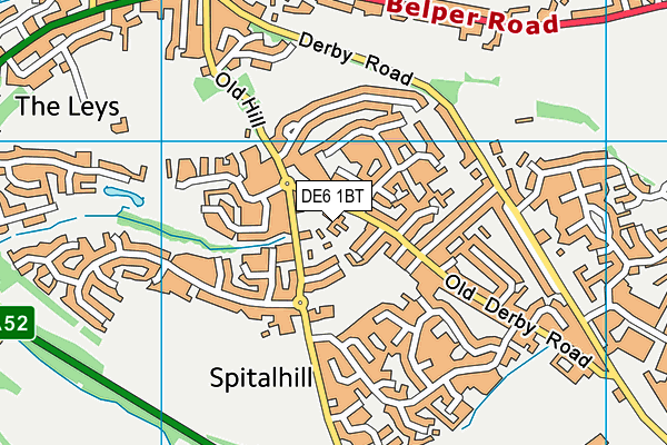 DE6 1BT map - OS VectorMap District (Ordnance Survey)