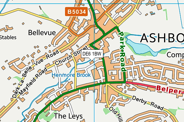 DE6 1BW map - OS VectorMap District (Ordnance Survey)