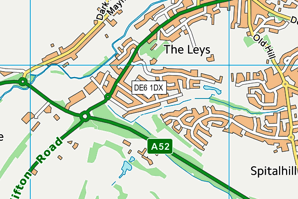 DE6 1DX map - OS VectorMap District (Ordnance Survey)