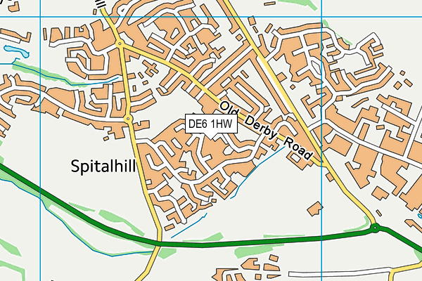 DE6 1HW map - OS VectorMap District (Ordnance Survey)