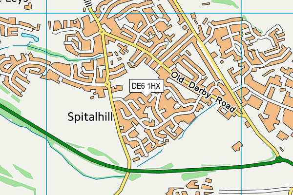 DE6 1HX map - OS VectorMap District (Ordnance Survey)