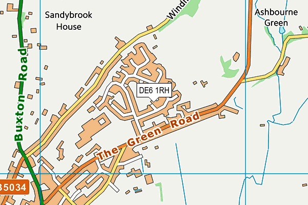 DE6 1RH map - OS VectorMap District (Ordnance Survey)