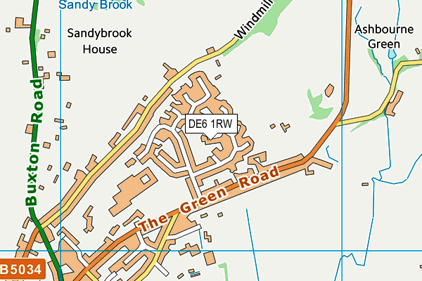 DE6 1RW map - OS VectorMap District (Ordnance Survey)