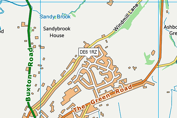 DE6 1RZ map - OS VectorMap District (Ordnance Survey)