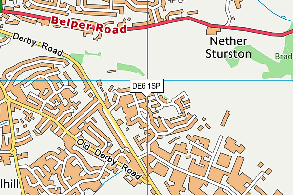 DE6 1SP map - OS VectorMap District (Ordnance Survey)