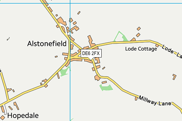 Alstonefield Cricket Club map (DE6 2FX) - OS VectorMap District (Ordnance Survey)