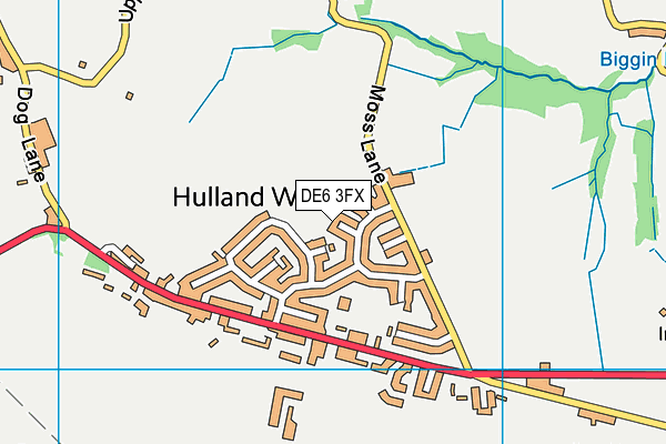 Hulland Ward Playing Field map (DE6 3FX) - OS VectorMap District (Ordnance Survey)