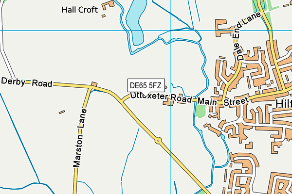 Hilton Cricket Club map (DE65 5FZ) - OS VectorMap District (Ordnance Survey)