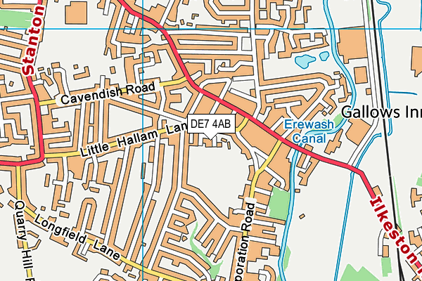 DE7 4AB map - OS VectorMap District (Ordnance Survey)