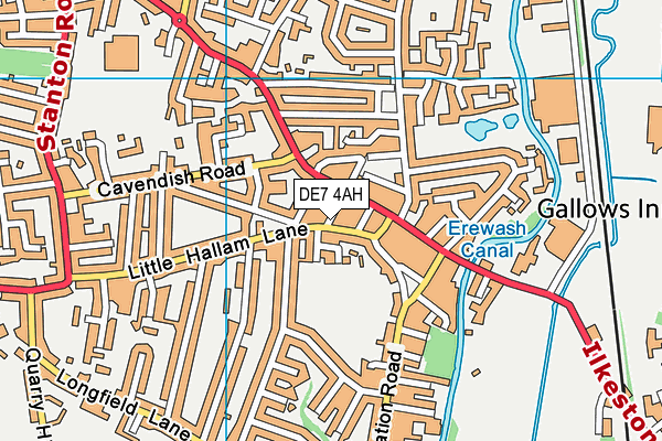 DE7 4AH map - OS VectorMap District (Ordnance Survey)