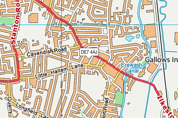 DE7 4AJ map - OS VectorMap District (Ordnance Survey)