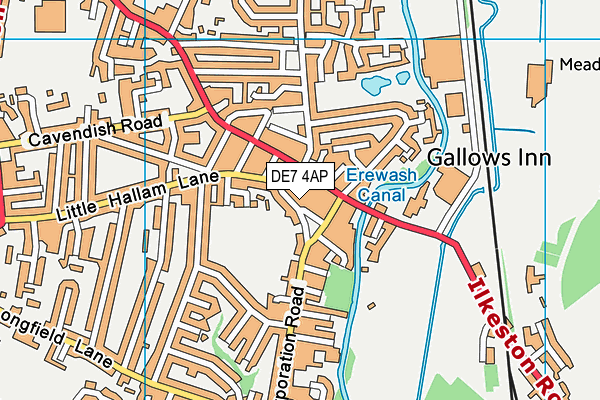 DE7 4AP map - OS VectorMap District (Ordnance Survey)