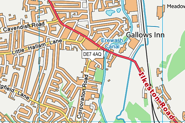 DE7 4AQ map - OS VectorMap District (Ordnance Survey)