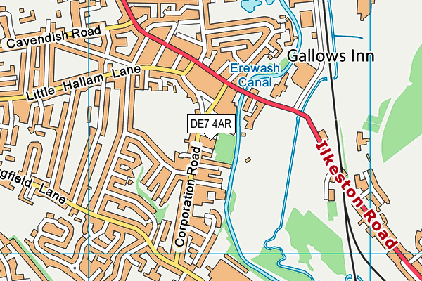 DE7 4AR map - OS VectorMap District (Ordnance Survey)