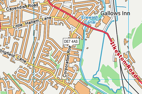 DE7 4AS map - OS VectorMap District (Ordnance Survey)