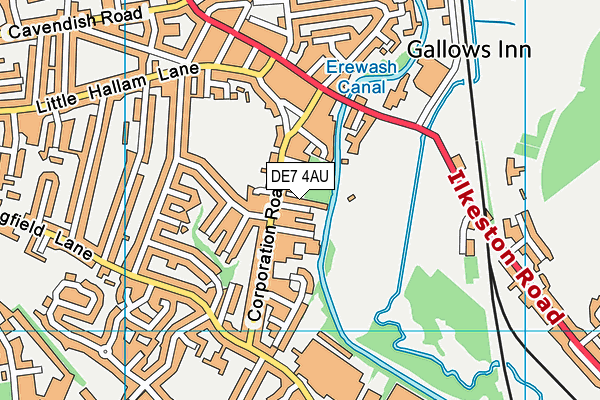 DE7 4AU map - OS VectorMap District (Ordnance Survey)