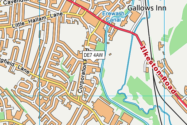 DE7 4AW map - OS VectorMap District (Ordnance Survey)